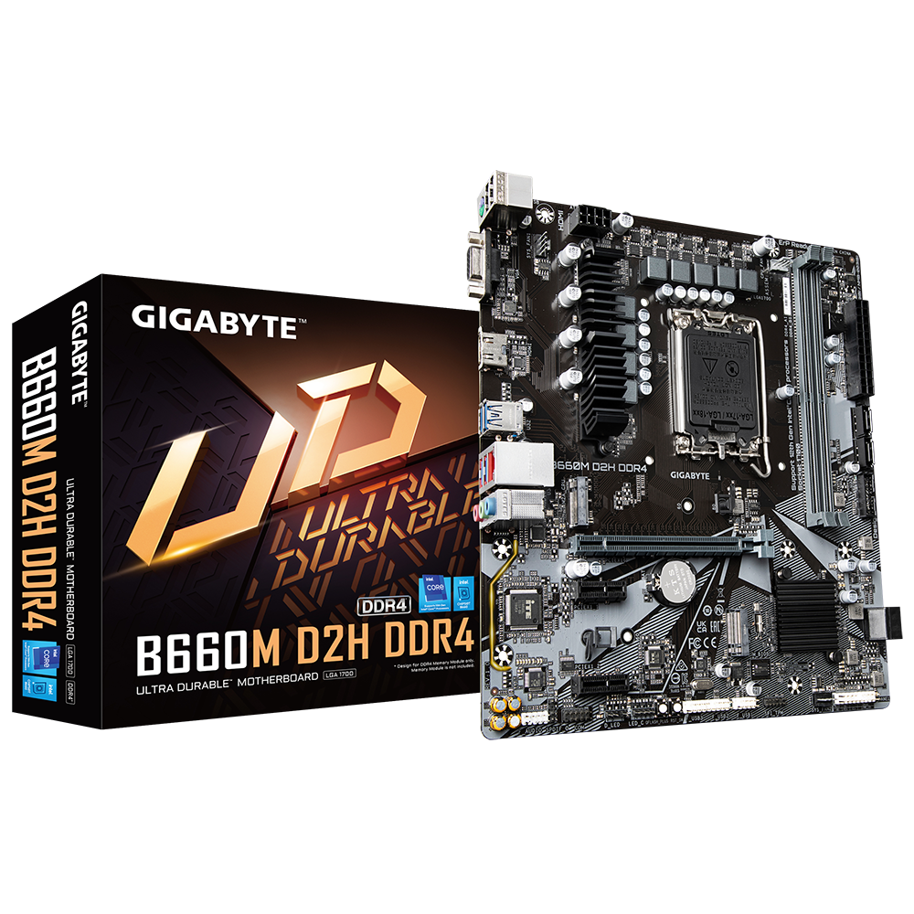 GIGABYTE B660M D2H DDR4 LGA1700型マザーボード、Intel12、13世代CPU対応