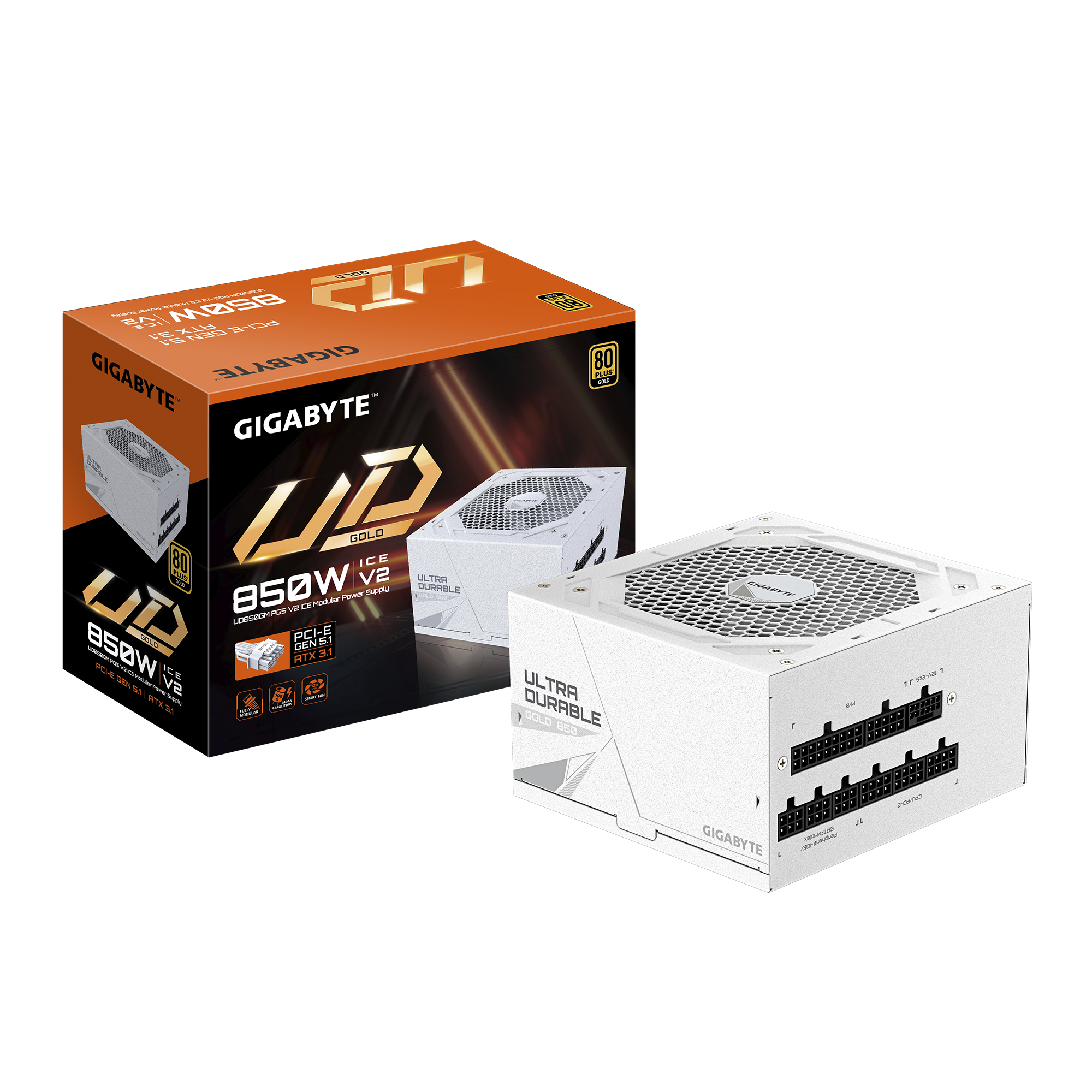 Imagen N°1 Fuente De Poder Gigabyte Ud850gm 850w Pg5 Ice 80 Plus Gold Modular Atx White 