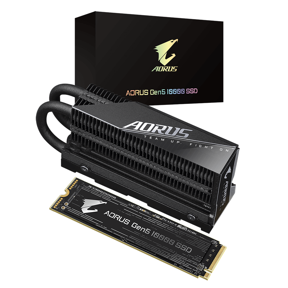 GIGABYTE Shows Off AORUS Gen5 10000 NVMe SSD with a Large Heatsink