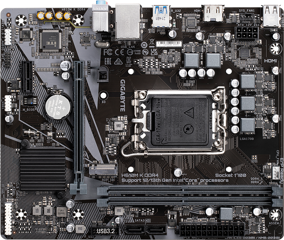 H610M K DDR4 (Rev. 1.0) マザーボード - GIGABYTE Japan