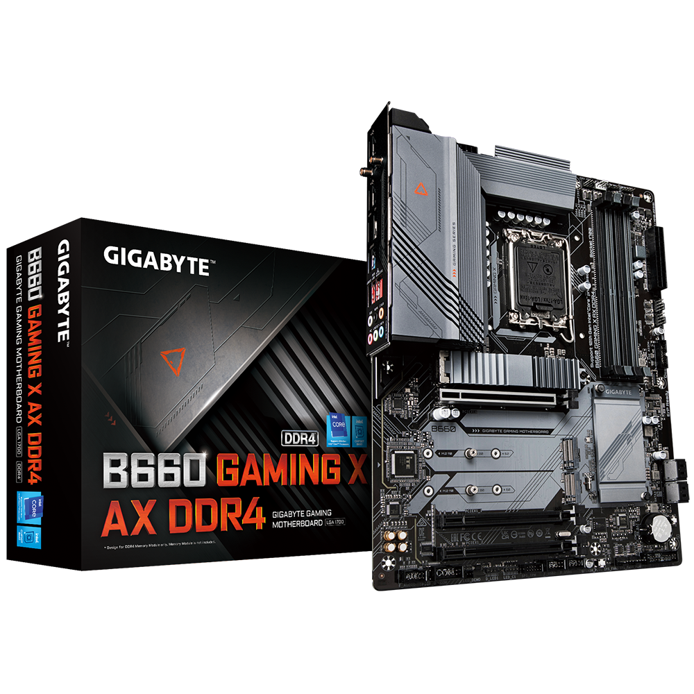 GIGABYTE Gaming GIGABYTE B660 Gaming X AX DDR4 (B660/ Intel/LGA 1700/ ATX/  DDR4/ Triple M.2/ PCIe 4.0/ USB 3.2 Gen2 Type-C/WiFi 6E 802.11ax/2.5GbE  LAN/Gaming Motherbo