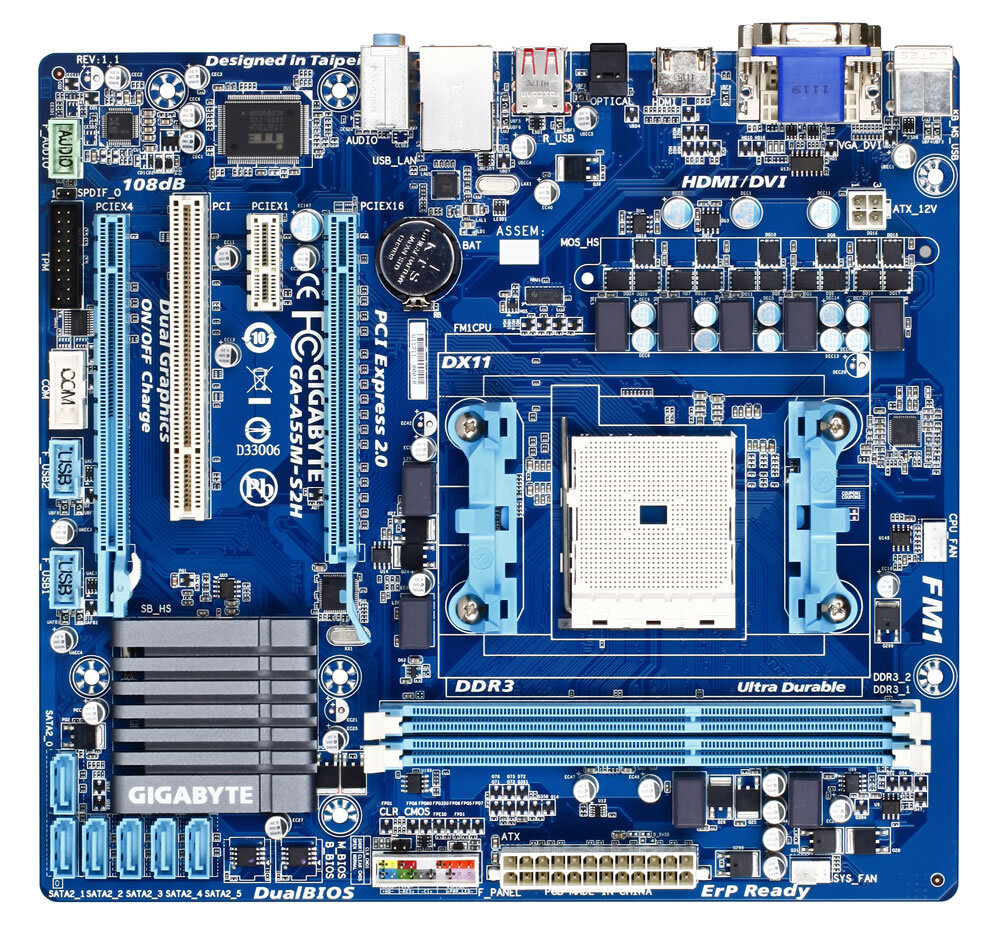 GIGABYTE GA-A75M-DS2 Socket FM1/ AMD A75/ DDR3/ SATA3&USB3.0/ A&GbE/ MicroATX Mo