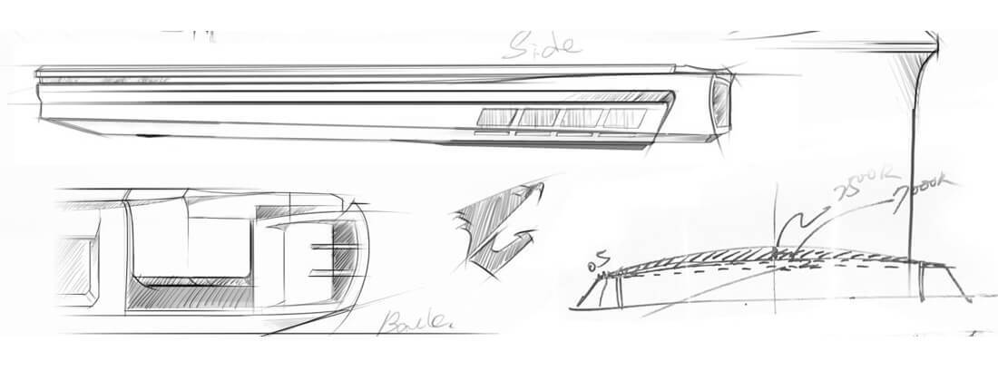 AORUS 15G hand drawing sketch.