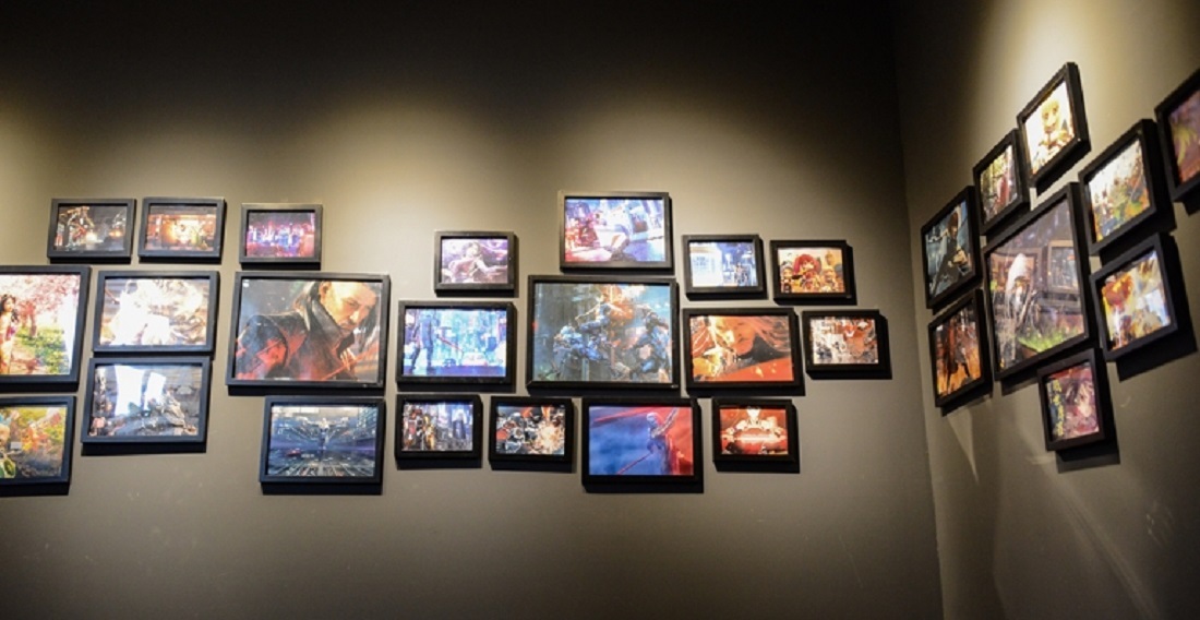 As you walk up to the 3rd floor, the walls of
the staircase are covered with various works from Moonshine Animation.