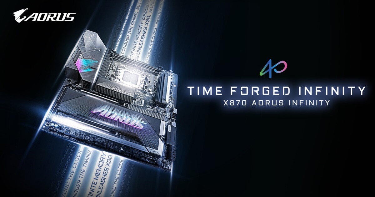 GIGABYTE 40 周年記念 X870 AORUS INFINITY マザーボード発売
