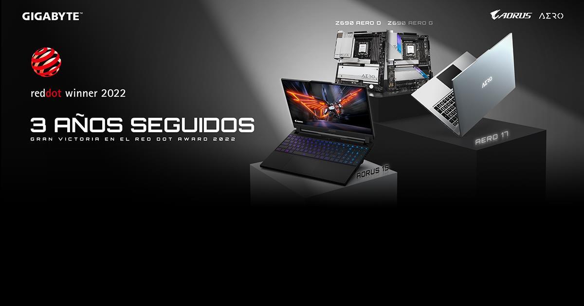 Las computadoras portátiles GIGABYTE ganan el Premio de Diseño Red Dot 2022: ¡tres años seguidos!