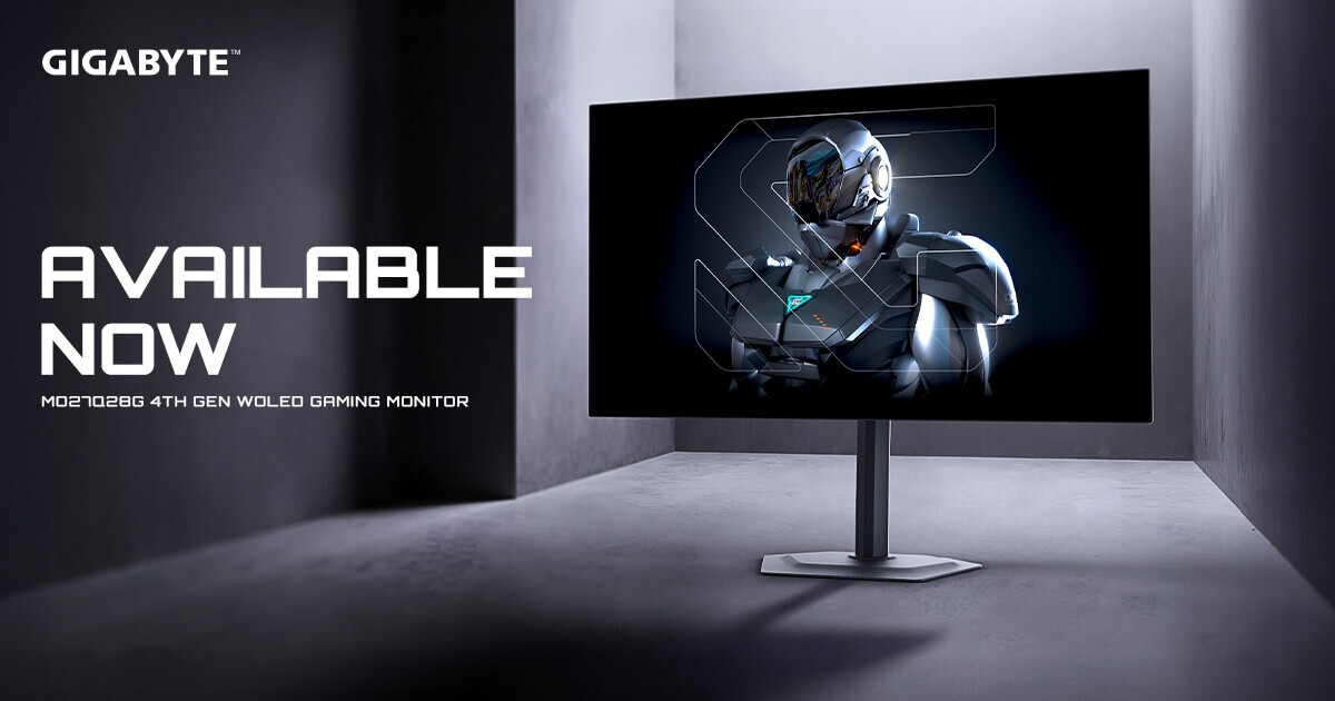技嘉科技 MO27Q28G 電競螢幕上市 27 吋 QHD 280Hz WOLED 搭配四側無邊框打造沉浸視野